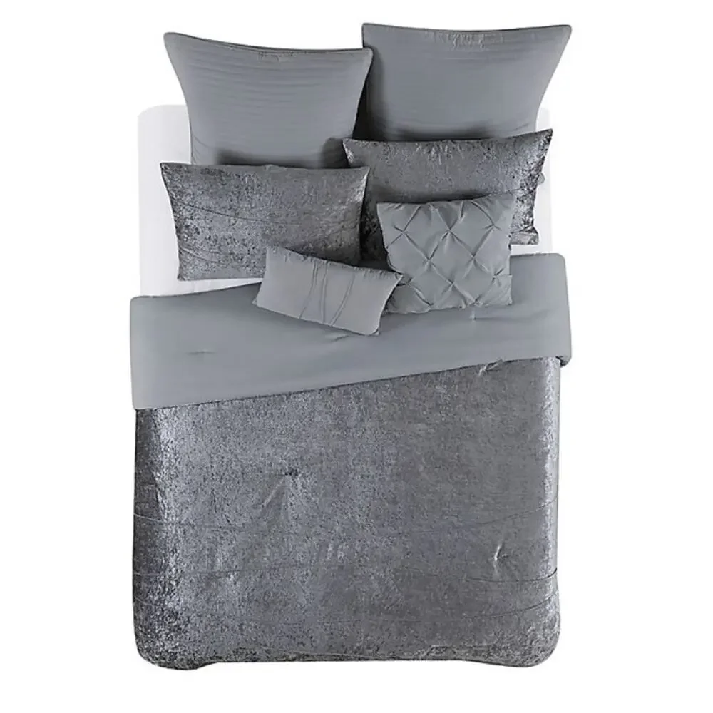 Style 212 Julienne 7 Piece King Comforter Set NEW Gray